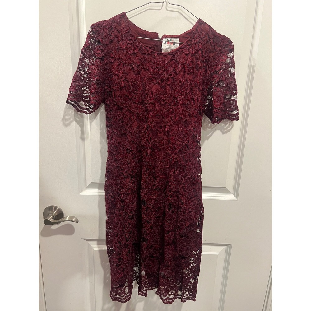 Lanz Originals Womens Lace Sheath Dress Floral Burgundy 2648